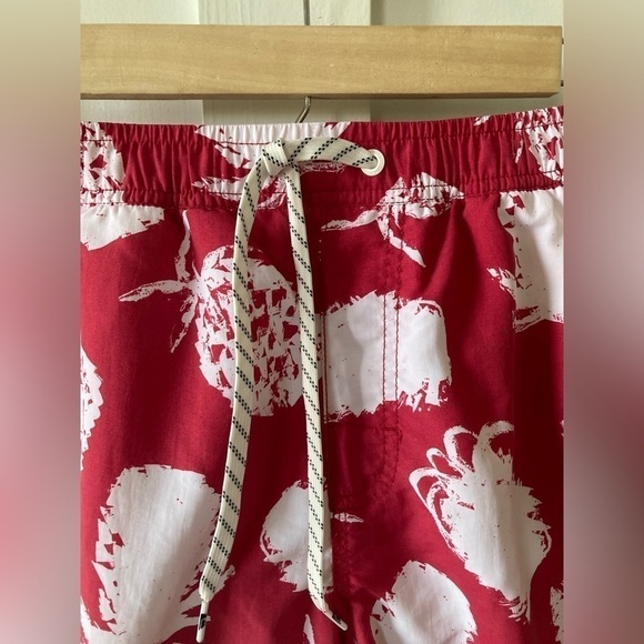 QUICKSILVER Waterman red pineapple swim trunks board shorts Medium lined - Picture 2 of 9